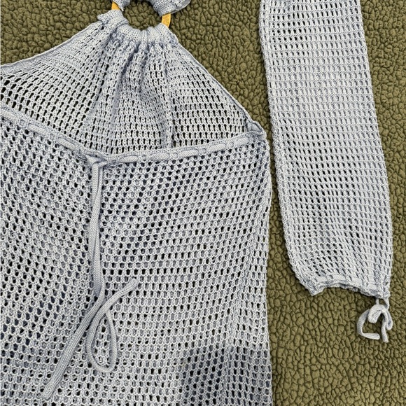 Swim suit cover up knit, Light Blue, Cutout Dress - Picture 8 of 8